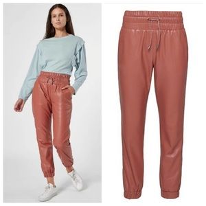 Joie leather jogger in burnt red/orange